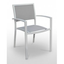 Sillón estructura aluminio blanco con asiento y respaldo en textiline color gris claro BERLÍN TEXTILINE