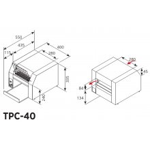 Tostadora eléctrica de cinta 600 tostadas/hora de 450x550x350mm TPC-40